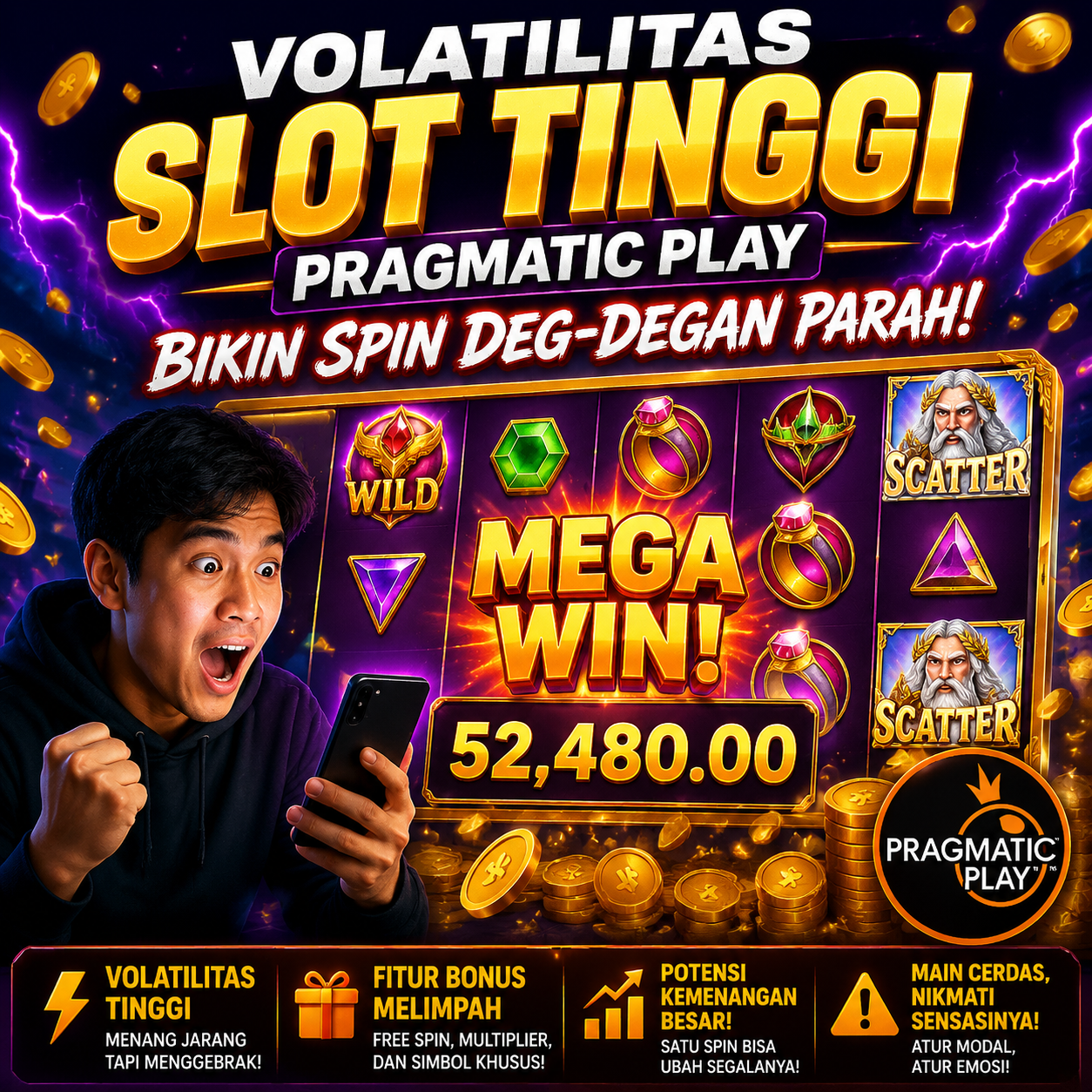 Volatilitas Slot Tinggi Pragmatic Play Bikin Spin Deg-degan Parah